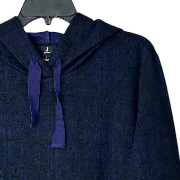 J JASON WU Stretch Purple Black Knit Plaid Hoodie Sweatshirt Top size L - Picture 3 of 12